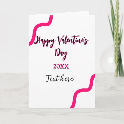 Carte Joyeuse Saint-Valentin rose noir spirale gras lett (Devant)
