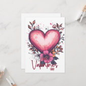 Carte Joyeuse Saint-Valentin – Rose Rouge Classique (Devant/Arrière en situation)