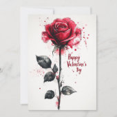 Carte Joyeuse Saint-Valentin – Rose Rouge Classique (Devant)