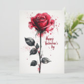 Carte Joyeuse Saint-Valentin – Rose Rouge Classique (Debout devant)