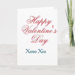 Carte Joyeuse Saint-Valentin rouge bleu xoxo amour nom