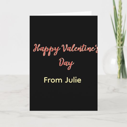 Carte Joyeuse Saint-Valentin rouge noir de nom stylé (Devant)