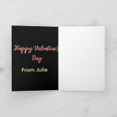 Carte Joyeuse Saint-Valentin rouge noir de nom stylé (Intérieur)