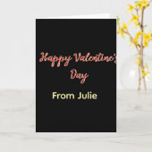 Carte Joyeuse Saint-Valentin rouge noir de nom stylé (Fleur jaune)