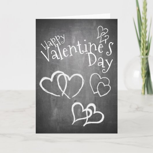 Carte Joyeuse Saint-Valentin sur un tableau noir (Devant)