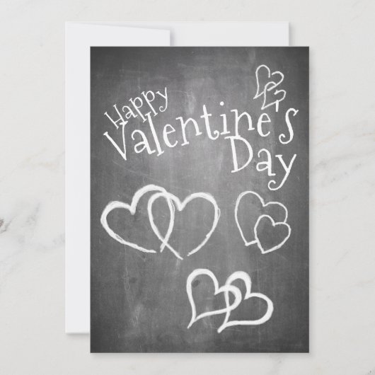 Carte Joyeuse Saint-Valentin sur un tableau noir (Devant)