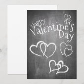 Carte Joyeuse Saint-Valentin sur un tableau noir (Devant / Derrière)