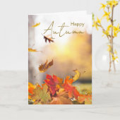 Carte Joyeuse saison automnale avec feuilles d'automne (Fleur jaune)