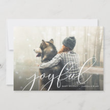 Carte Joyeuse Script Photo Holiday
