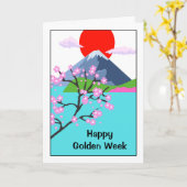 Carte Joyeuse semaine d'or fleurs de cerises japonaises (Fleur jaune)