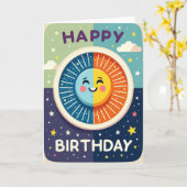 Carte Joyeuse Soleil Lune (Fleur jaune)