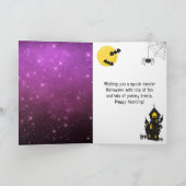 Carte Joyeuse sorcière d'Halloween violet (Intérieur)