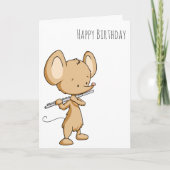 Carte Joyeuse souris d'anniversaire Jouer le musicien de (Devant)