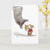 Carte Joyeuse souris et éléphant d'anniversaire (Fleur jaune)