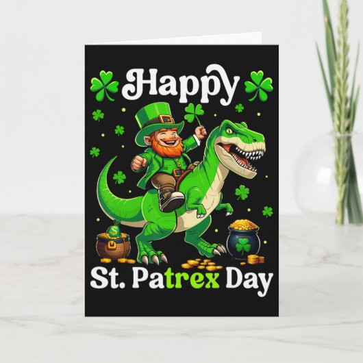Carte Joyeuse St Pat-rex Day St Patricks Day Leprechaun  (Devant)