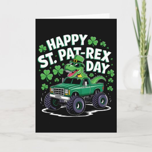 Carte Joyeuse St Pat-rex Patricks Day Dinosaure Monstre  (Devant)