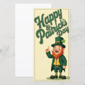 Carte Joyeuse St. Patrick Cute Leprechaun (Devant / Derrière)