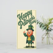 Carte Joyeuse St. Patrick Cute Leprechaun (Debout devant)