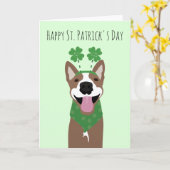 Carte Joyeuse St Patrick Day Chien Brun Vert (Fleur jaune)