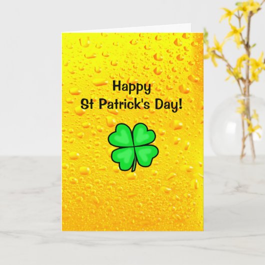 Carte Joyeuse St Patrick, préparez-vous à tituber (Fleur jaune)