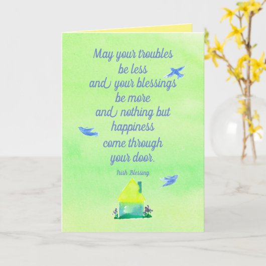 Carte Joyeuse St. Patrick's Day Irish Blessing Home Bird (Fleur jaune)