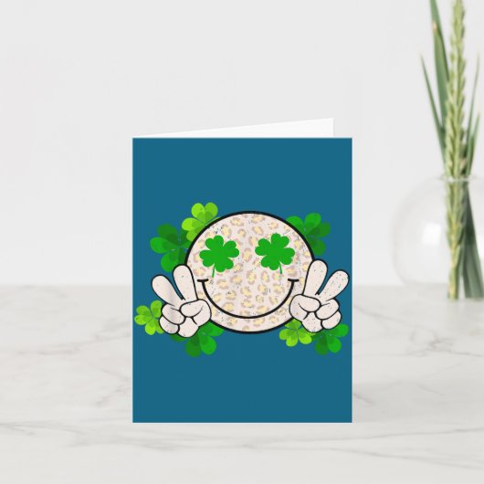 Carte Joyeuse St Patrick's Day Léopard Sourire Visage Ir (Devant)
