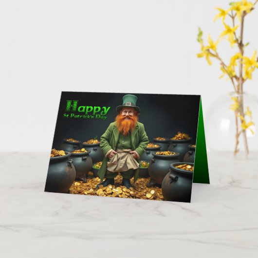 Carte Joyeuse St Patrick's Day Leprechaun HGC02 (Fleur jaune)