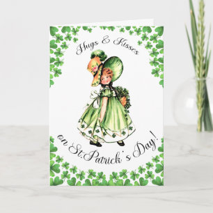 Carte Joyeuse St. Patrick's Day Vintage Little Irish Gir