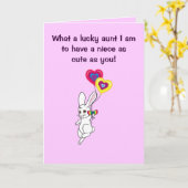 Carte Joyeuse Tante d'anniversaire à la nièce avec Bunny (Fleur jaune)