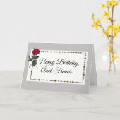 Carte Joyeuse tante d'anniversaire (nom), Grey avec Hibi (Fleur jaune)