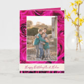 Carte Joyeuse Tante d'anniversaire rose Roses et photo (Fleur jaune)