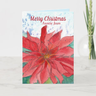 Carte Joyeuse Tante de Noël Nom personnalisé Poinsettia