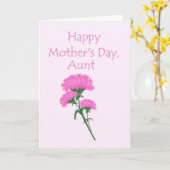 Carte Joyeuse tante des oeillets roses de la fête des mè (Fleur jaune)