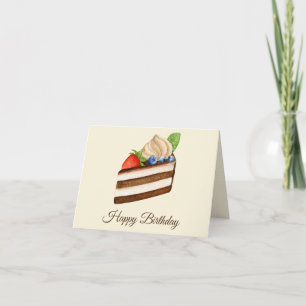 Carte Joyeuse tranche d'anniversaire du gâteau de baies 