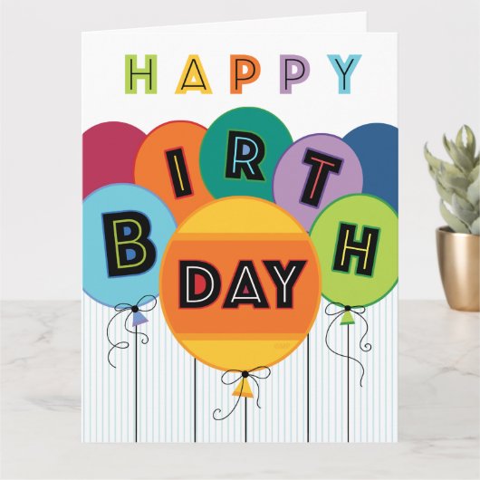 Carte Joyeuse typographie d'anniversaire Bons de couleur (Petite plante)