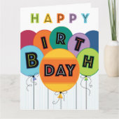 Carte Joyeuse typographie d'anniversaire Bons de couleur (Devant)