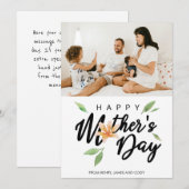 Carte Joyeuse typographie de la fête des mères Photo per (Devant / Derrière)