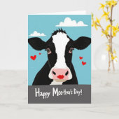 Carte Joyeuse Vache Mère (Fleur jaune)