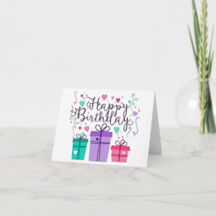 Carte Joyeuses boîtes cadeaux d'anniversaire en blanc