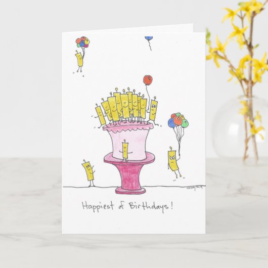 Carte Joyeuses bougies d'anniversaire (Fleur jaune)