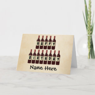 Carte Joyeuses bouteilles de vin d'anniversaire Customis