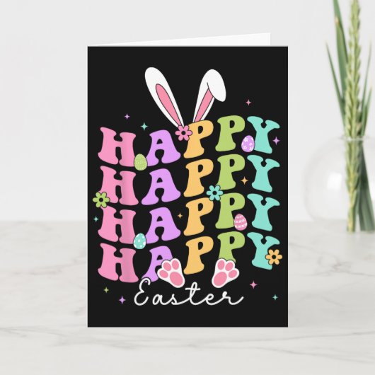 Carte Joyeuses citations de Pâques Œuf Groovy Lapin Enfa (Devant)