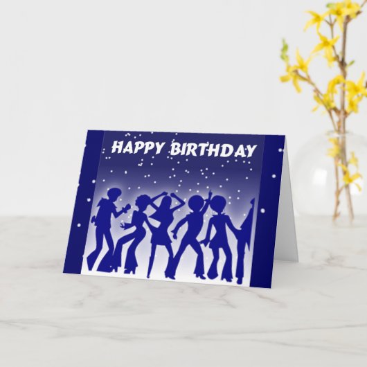 Carte Joyeuses danseuses disco d'anniversaire (Fleur jaune)