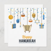 Carte Joyeuses décorations d'icônes de vacances Hanoukka (Devant / Derrière)