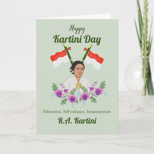 Carte Joyeuses femmes de la Journée Kartini Héros indoné (Devant)