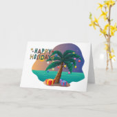 Carte Joyeuses Fêtes à la Plage Blank (Fleur jaune)