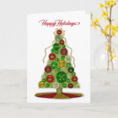 Carte Joyeuses fêtes, Arbre à boutons, Nous tous, Artisa (Fleur jaune)