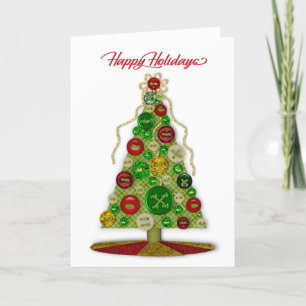 Carte Joyeuses fêtes, Arbre à boutons, Nous tous, Artisa