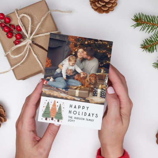 Carte Joyeuses fêtes Arbres de Noël Simple Photo