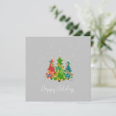 Carte Joyeuses fêtes Arbres Snowflakes gris moderne (Debout devant)